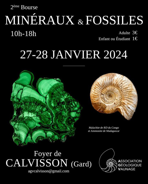 2ª Bourse Minêraux  & Fossiles. Foyer de Calvisson (Gard)